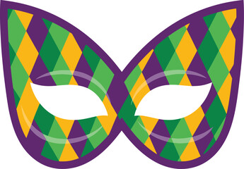 Colorful Mardi Gras mask with diamond pattern