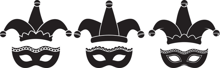 Jester hat and mask set for carnival costume