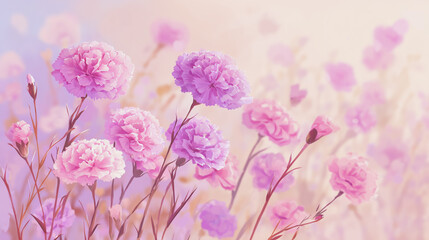 Naklejka premium Elegant wedding invitation card background . Minimal hand painted watercolor Carnation flowers texture template background. Design for wedding, vip cover, poster, rsvp moderncard.Valentine's Day