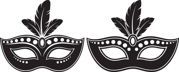 Masquerade mask with feathers ornate design