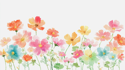 Elegant wedding invitation card background . Minimal hand painted watercolor Cosmosflowers texture template background. Design for wedding, vip cover, poster, rsvp moderncard. Valentine's Day