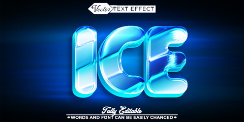 Obraz premium Ice Frost Snow Winter Frozen Water Vector Fully Editable Smart Object Text Effect