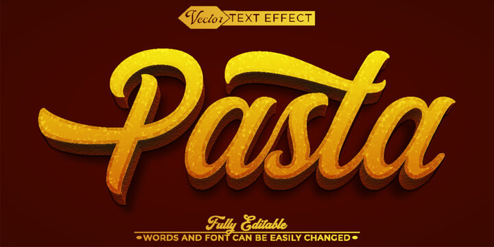 Pasta Noodle Italian Cuisine Food Vector Fully Editable Smart Object Text Effect