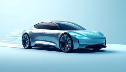 Fototapeta premium A sleek, futuristic electric car in motion, featuring a smooth aerodynamic design