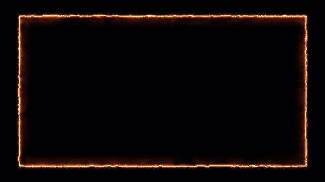 Neon Rectangular Video Frame Burning Warm Glowing Effect Animation