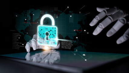 AI artificial intelligence strengthens cybersecurity with intelligent threat detection, virtual...