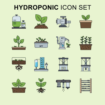 Hydroponic System Icons Collection.