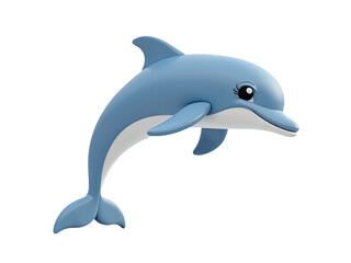 Obraz premium A blue and white dolphin leaping out of the water with splash, great for aquatic or wildlife scenes