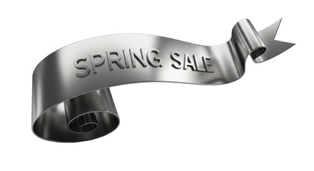 Fototapeta premium Spring Sale Silver Ribbon Banner