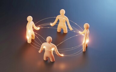 3D Abstract Network of Light Connecting Hearts Across the World, Symbol of Shared Emotion