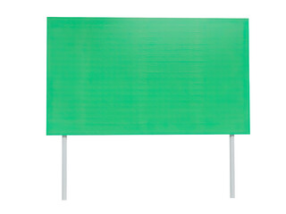 Obraz premium A green sign on a metal pole against a white background, simple and clean design