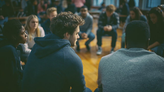 Engaging Teacher Inspiring Students: Circle Discussion in a Bright, Modern Classroom