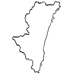宮崎県地図 筆タッチ 和風 九州 西日本 / A brushstroke map of Miyazaki Prefecture