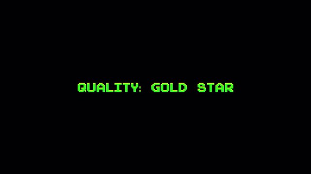 Retro 8 Bit Text Display Screen Animation Showing "Quality Gold Star" Message 4k video animation seamless loop