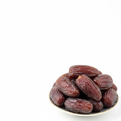 Obraz premium Hyper-realistic Ramadan dates fruit on small plate