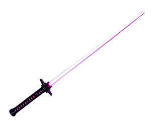 Fototapeta premium A pink lightsaber with a black handle is shown in this image