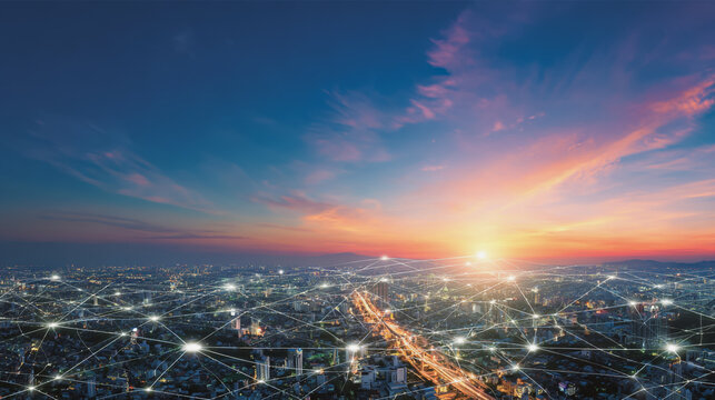 Smart digital Innovation city with connection network reciprocity over the city of future smart wireless digital city and social media networking systems that connects people with in city