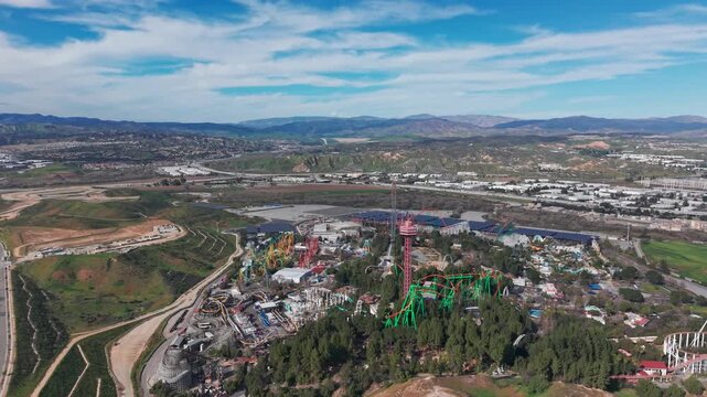Aerial shot of amusement park