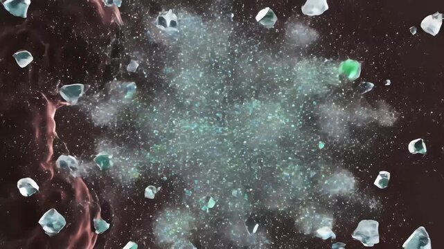 Crystalline kidney stone shattering into dust particles via laser lithotripsy shockwaves inside human organ