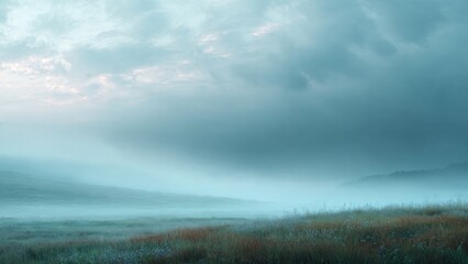 Fototapeta premium Misty Field Landscape