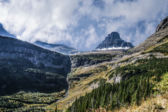 colorful photo of rock peak in Glacier National Park