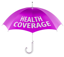 Health Coverage concept with umbrella, 3D rendering