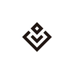 Letter U, v and O square geometric symbol simple logo vector