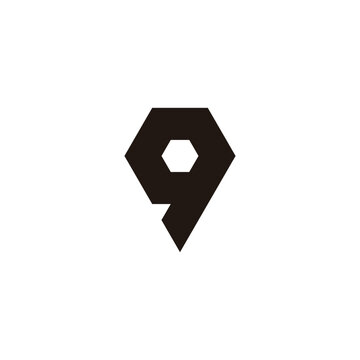 Diamond number 9 geometric symbol simple logo vector
