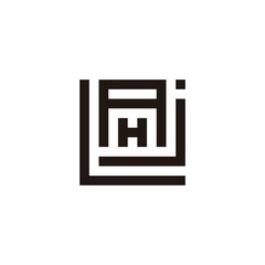 Letter L, j, A and H square geometric symbol simple logo vector