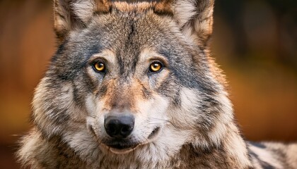 Fototapeta premium grey wolf canis lupus close up