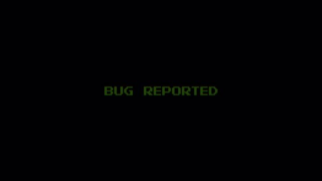 8 Bit Pixelated Bug Reported Text Animation Loop on Black Background, Retro Gaming Computer Screen Message 4k video animation seamless loop