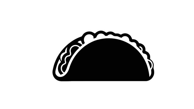 Vector illustration&nbsp;of black and white icon of a taco, simple graphic symbol for mexican food, on a transparent background