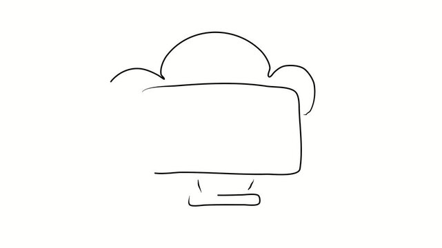 Cloud storage, cloud, information, technology, one line, line art animation, self-drawing line, single line drawing, continuous line animation, line art motion, path animation, sketching, object, busi