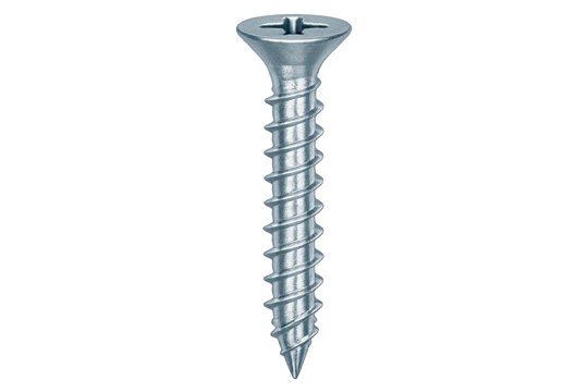 Metal philips head screw on transparent background