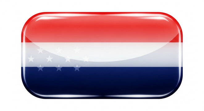 Paraguay flag icon button with stars on white background