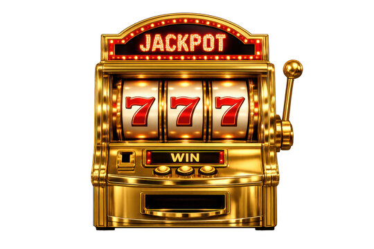 Golden slot machine hitting a jackpot with three sevens