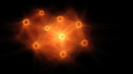 Vibrant Abstract Visualization of Energy in Spinning Orange Circles Against a Dark Background Representing Movement and Connectivity in Digital Artistry