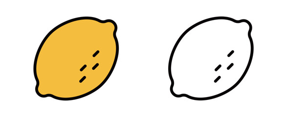 ポップなスタイルの柑橘類と果実・レモンのシンボルマーク | ビタミンCや酸味をイメージさせる食品デザイン