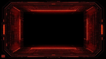 Obraz premium Futuristic Digital Background with Neon Red Lights and Grid Pattern for Technology and Sci-Fi Themes in Design Projects or Presentations