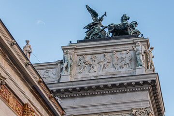 Fototapeta premium Historic building of the Austrian Parliament (1874 - 1883). Architectural details, view from Schmerling place. Vienna, Austria.