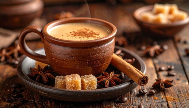 Caf&eacute; de Olla Spiced Coffee Cup. Tex-Mex Traditional Beverage
