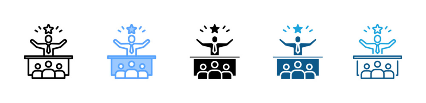 Leadership icon set multiple style collection