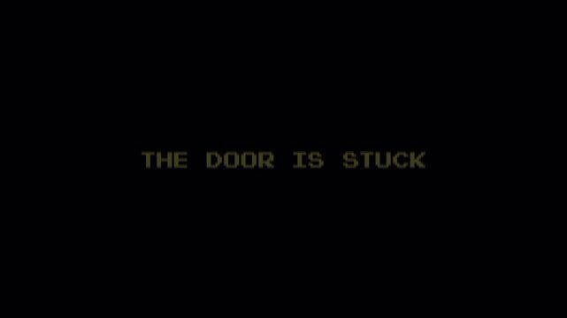 8 Bit Text Message "The Door Is Stuck" Retro Gaming Style Error Screen Animation 4k video animation seamless loop