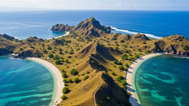 Padar Island Komodo National Park Indonesia Aerial View.