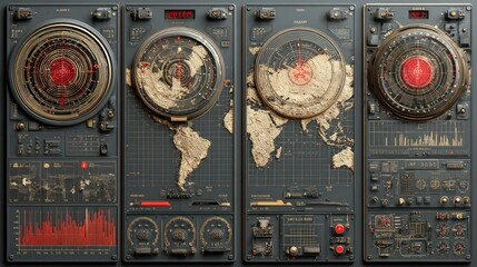 Advanced Global Radar Systems with World Map Displays and Data Visualizations