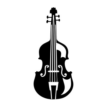 electric upright bass silhouette icon illustration for jazz music performance and string instrument design