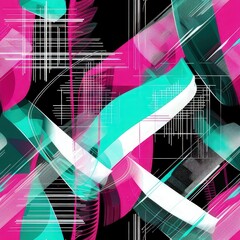 Vibrant Abstract Geometric Background with Dynamic Neon Shapes