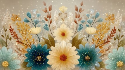 Soft Pastel Floral Background with Delicate Spring Flowers