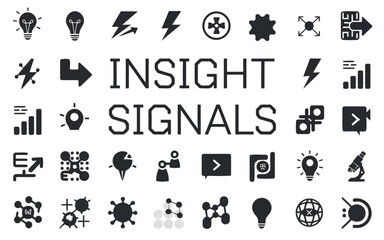 Collection of icons representing diverse insight and signal concepts in modern design