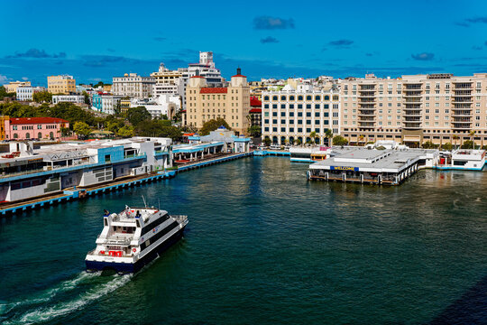 Puerto Rico Ferry Leaving San Juan Harbor